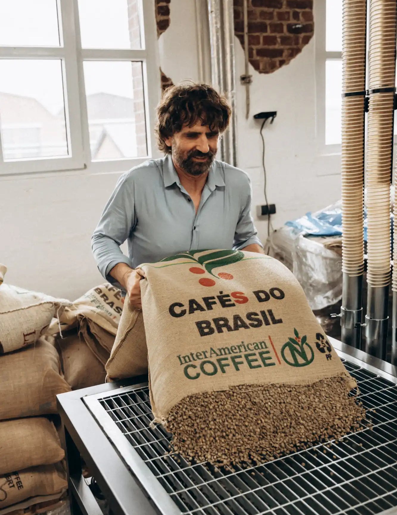 Bag of coffee beans.