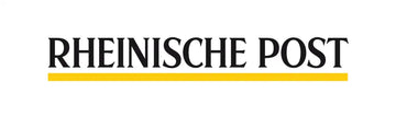 Yellow and black logo for rheinische post newspaper.